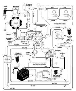 Electrical System Diagram and Parts List for 425002X99A 2003 Briggs and Stratton Lawn Tractor